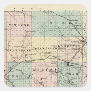Adesivo Quadrado Mapa do Condado de Monroe, estado de Wisconsin