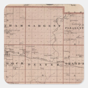 Adesivo Quadrado Mapa do Condado de Mower, Minnesota