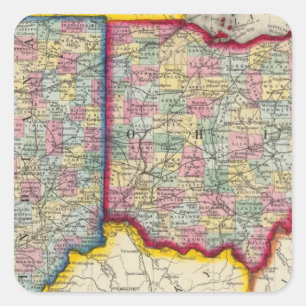 Adesivo Quadrado Mapa do condado de Ohio, e de Indiana