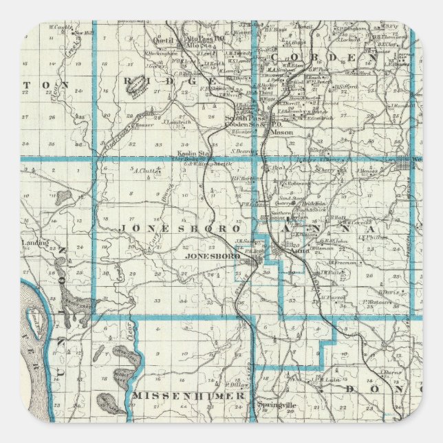 Adesivo Quadrado Mapa do Condado de Union (Frente)