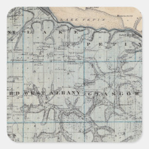 Adesivo Quadrado Mapa do condado de Wabasha, Minnesota