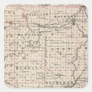 Adesivo Quadrado Mapa do Condado de Winnebago e de Belvidere