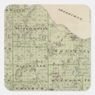 Adesivo Quadrado Mapa do Condado de Wright, Minnesota