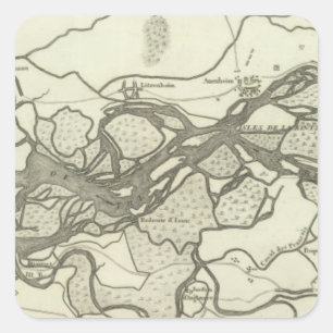Adesivo Quadrado Mapa do curso do Rhine