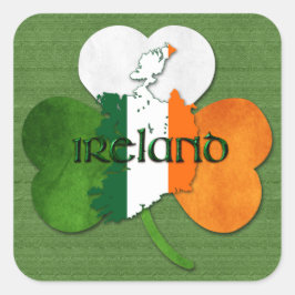Adesivo Quadrado Mapa do Dia de Patrick da Irlanda/Clover