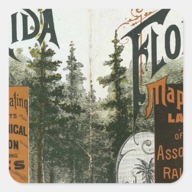 Adesivo Quadrado Mapa do distrito, Flórida (Frente)