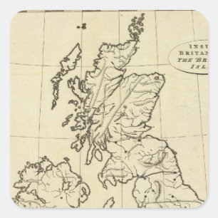 Adesivo Quadrado Mapa do esboço das ilhas britânicas
