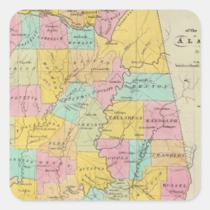 Adesivo Quadrado Mapa do estado de Alabama