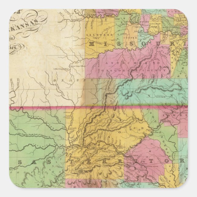 Adesivo Quadrado Mapa do Estado de Missouri (Frente)