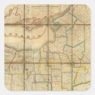 Adesivo Quadrado Mapa do Estado de Nova Iorque