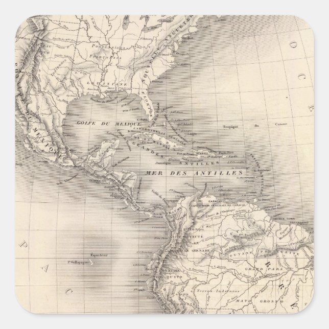 Adesivo Quadrado Mapa do Império Espanhol nas Américas (Frente)