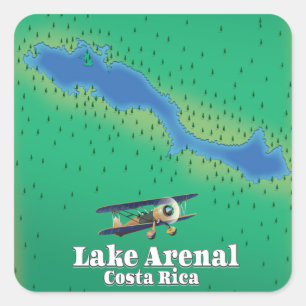 Adesivo Quadrado Mapa do lago Arenal, Costa Rica