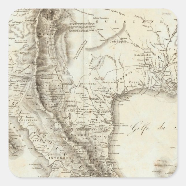 Adesivo Quadrado Mapa do México e dos países vizinhos (Frente)