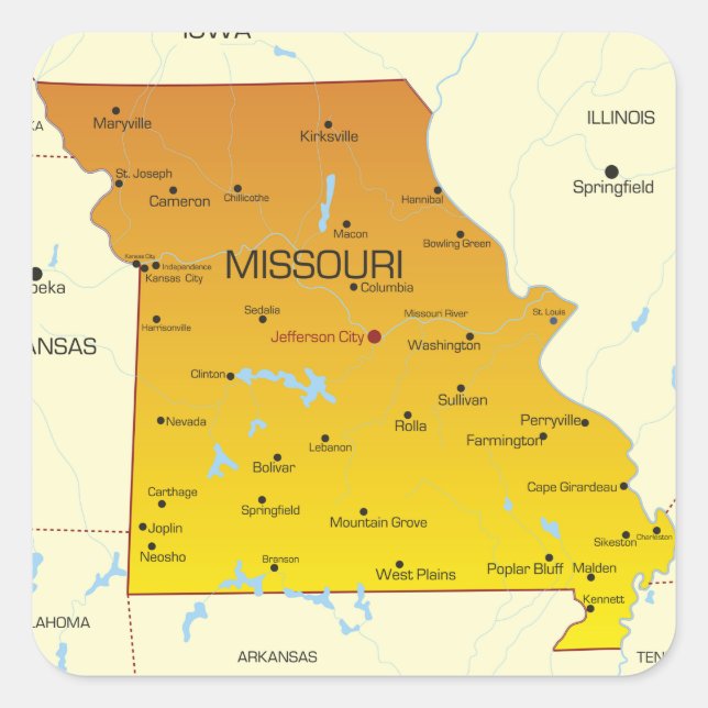 Adesivo Quadrado Mapa Do Missouri (Frente)