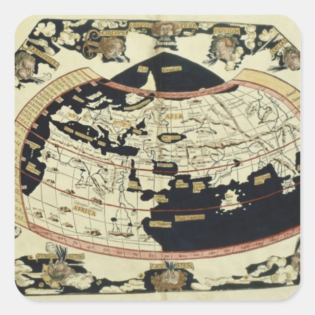 Adesivo Quadrado Mapa do mundo (Frente)