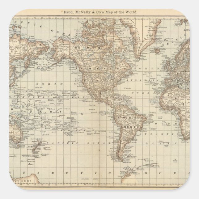 Adesivo Quadrado Mapa do Mundo 2 (Frente)
