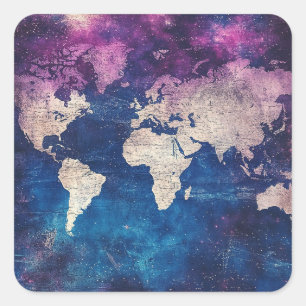 Adesivo Quadrado Mapa do Mundo Celestial da Vintage (4)