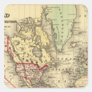 Adesivo Quadrado Mapa do mundo com as rotas de mar dos exploradores