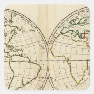 Adesivo Quadrado Mapa do mundo com latitude e Longititude