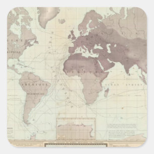 Adesivo Quadrado Mapa do mundo histórico