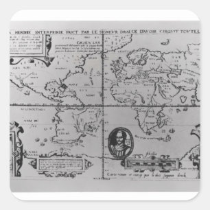 Adesivo Quadrado Mapa do mundo que detalha as expedições