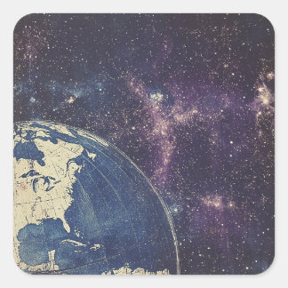 Adesivo Quadrado Mapa do Mundo Vintage Celestial (1)