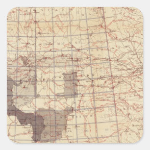 Adesivo Quadrado Mapa do progresso dos Estados Unidos das rotas e