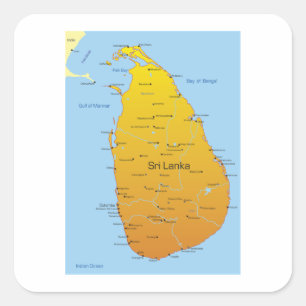 Adesivo Quadrado Mapa do Sri Lanka