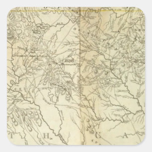 Adesivo Quadrado Mapa do sul e do North Carolina