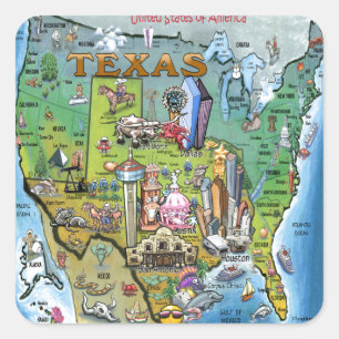 Adesivo Quadrado Mapa do Texas EUA