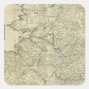 Adesivo Quadrado Mapa do troço de Norte do Reino da Irlanda