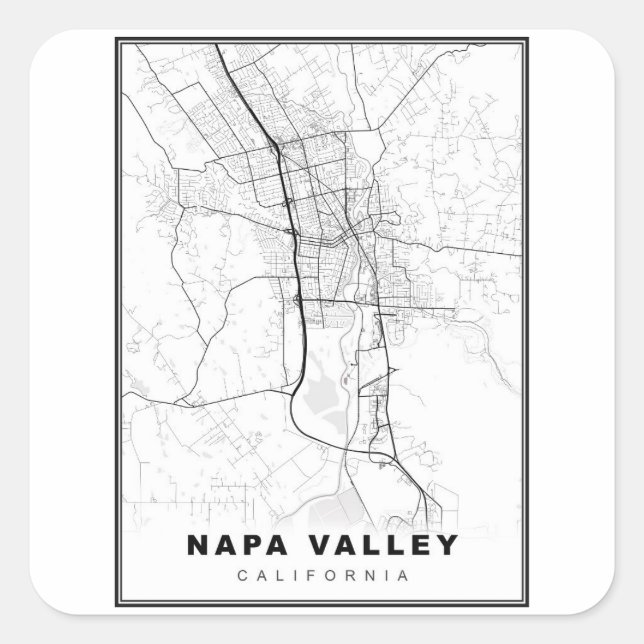 Adesivo Quadrado Mapa do Vale de Napa (Frente)