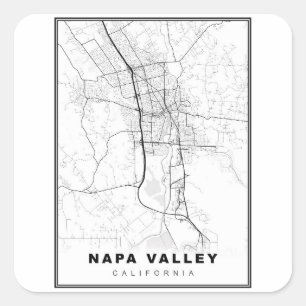 Adesivo Quadrado Mapa do Vale de Napa