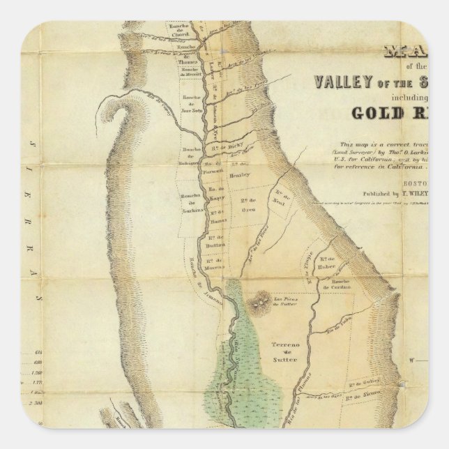 Adesivo Quadrado Mapa do Vale do Sacramento (Frente)