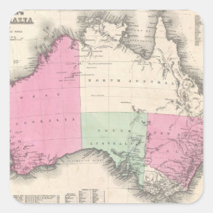 Adesivo Quadrado Mapa do vintage de Austrália (1862)