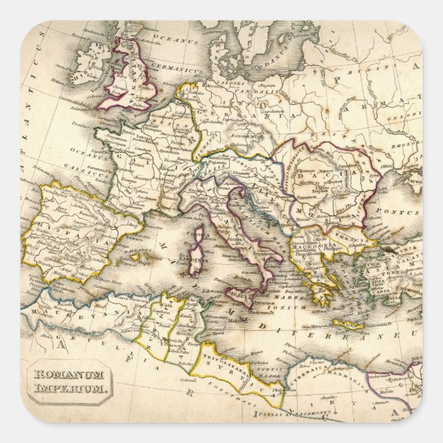 Adesivo Quadrado Mapa dos Antigos Romanos (Frente)