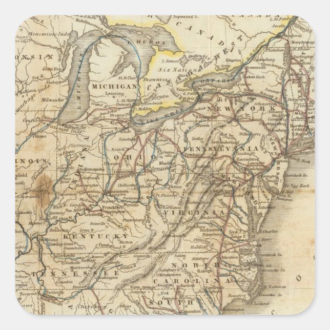 Adesivo Quadrado Mapa Dos Estados Unidos 3 (Frente)