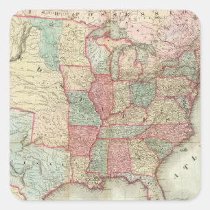 Adesivo Quadrado Mapa Dos Estados Unidos Da América
