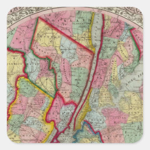 Adesivo Quadrado Mapa em torno da cidade de New York