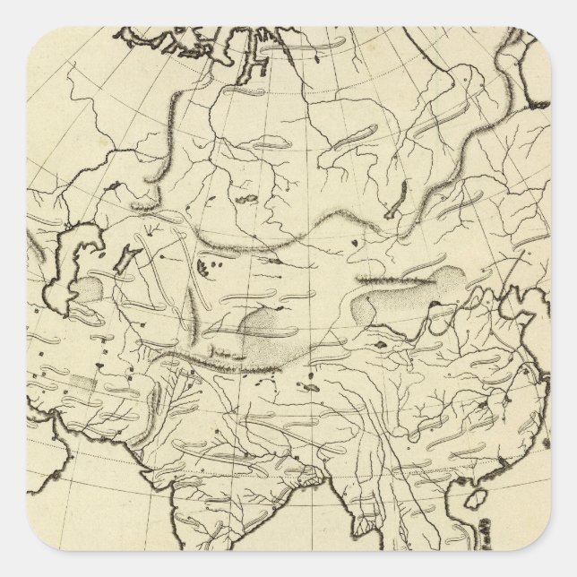 Adesivo Quadrado Mapa-esboço da Ásia (Frente)