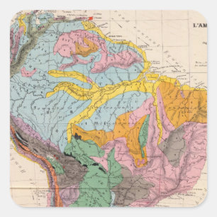 Adesivo Quadrado Mapa físico de Ámérica do Sul