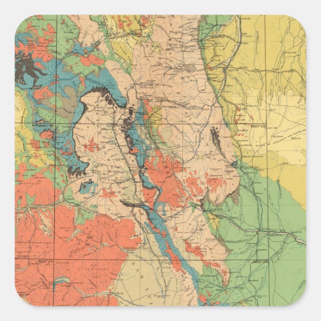 Adesivo Quadrado Mapa Geológico Geral do Colorado (Frente)