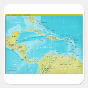 Adesivo Quadrado Mapa Geopolítico Regional da América Central
