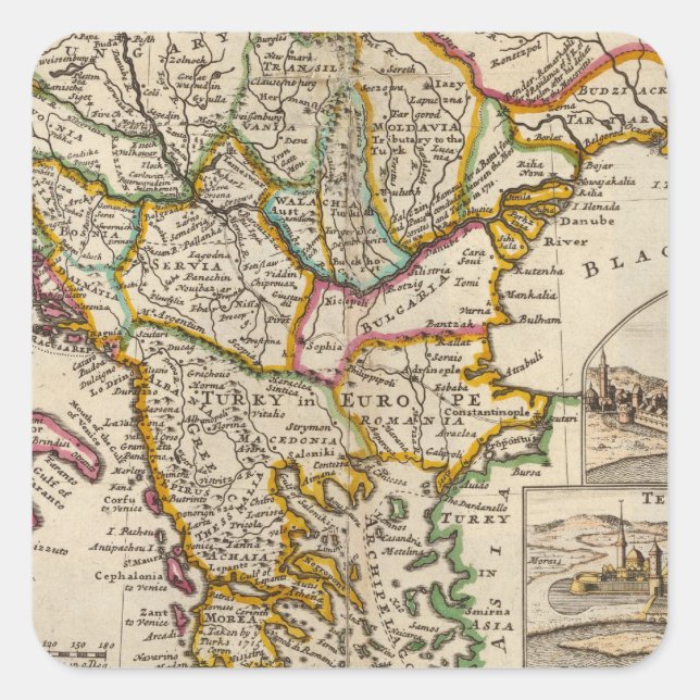 Adesivo Quadrado Mapa geral da Turquia na Europa (Frente)