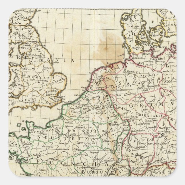 Adesivo Quadrado Mapa gravado da Europa (Frente)