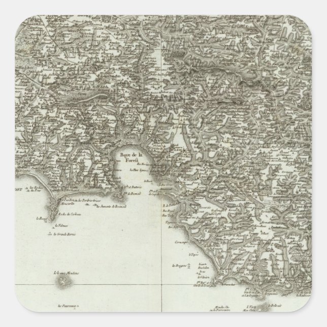 Adesivo Quadrado Mapa gravado de França 2 (Frente)