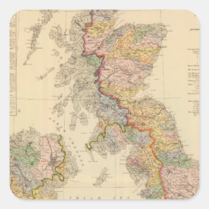 Adesivo Quadrado Mapa Hydrographical, ilhas britânicas