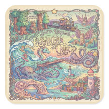 Mapa Ilustrado de Santa Cruz Califórnia Dreamscape