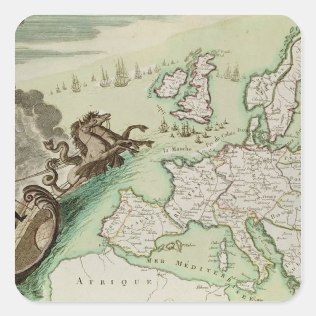 Adesivo Quadrado Mapa ilustrativo do Ataque Naval em Inglaterra (Frente)