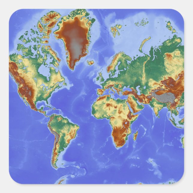 Adesivo Quadrado Mapa Internacional da Geografia Mundial (Frente)
